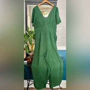 Old Navy Green Jumpsuit with Gathered Bodice